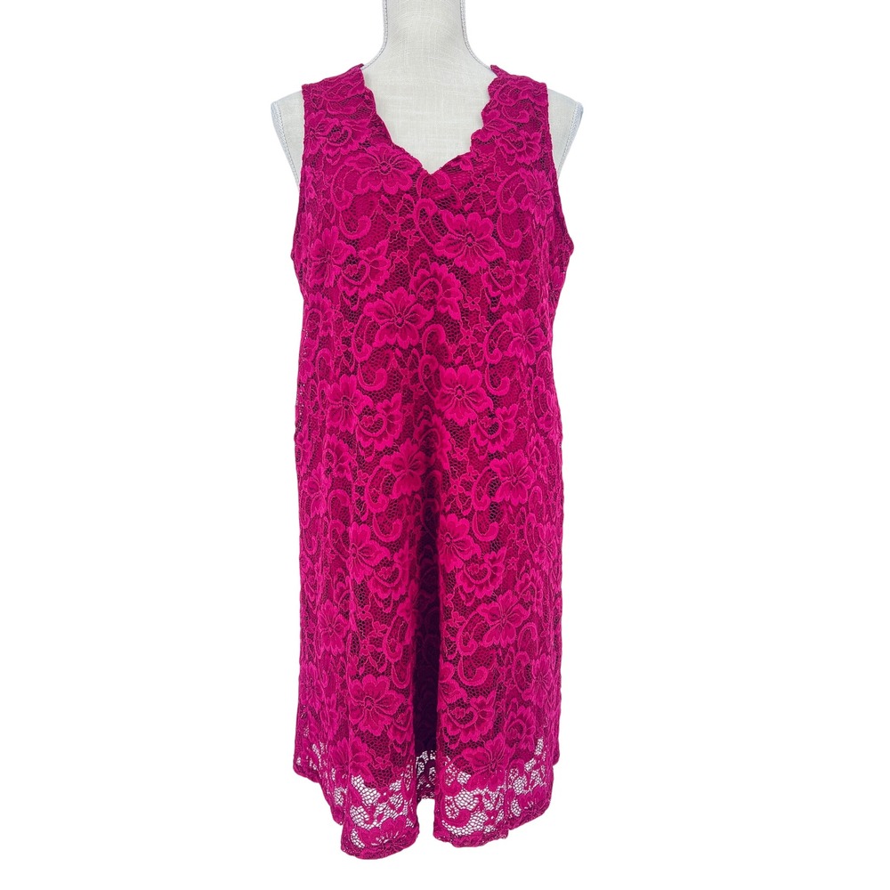 Francesca's Lace Shift Dress Women Large Pink Open Back Floral Cocktail Boho
